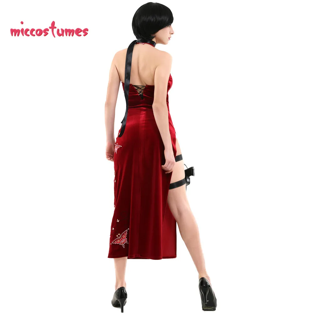 Women's Ada Cosplay Costume Embroidered Cheongsam Style Red Dress Women Halloween Cosplay Outfit images - 6