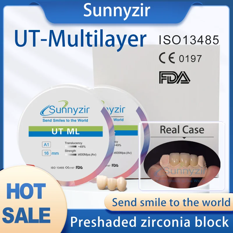 

Sunnyвеломагнитный классический витановый 16 цветной многослойный циркониевый блок, Cad кулачковый диск, фрезерный диск, цирконий без надписей