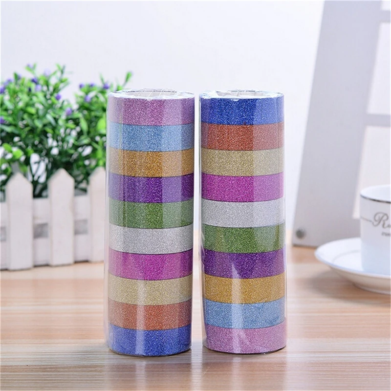 

10 Rolls/lot 3M Glitter Washi Tape Sticker Paper Masking Adhesive Office School Tape Label Craft For DIY Decorative Random Color