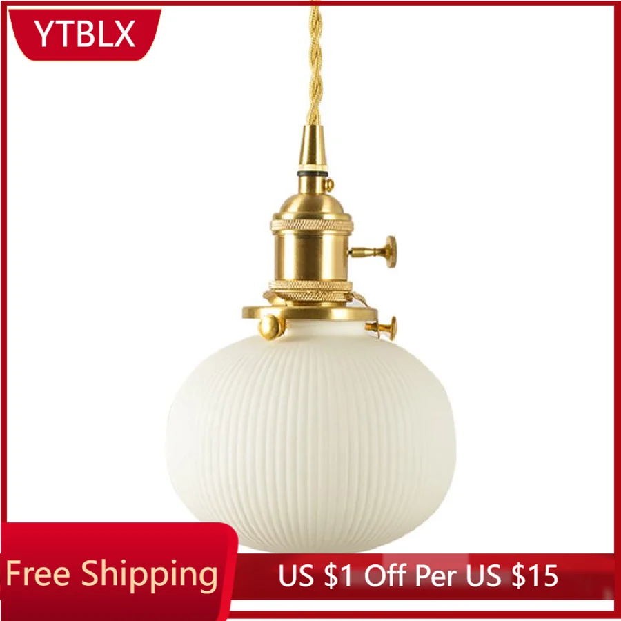 

LukLoy Nordic Single Head Round Pendant Lights Dining Ceramics Hanging Lamp Ceramics Clothing Light Bar Light Loft Lamp Ceramics