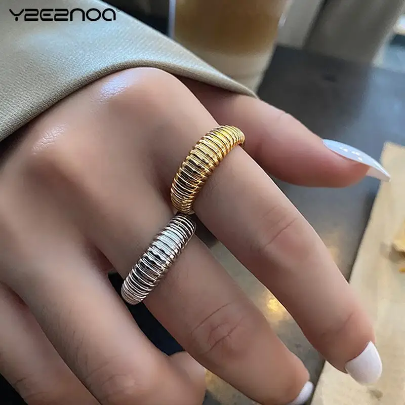 

Золотые открытые кольца, классические металлические кольца на спирали для женщин, модные ювелирные изделия Южной Кореи, роскошные кольца д...