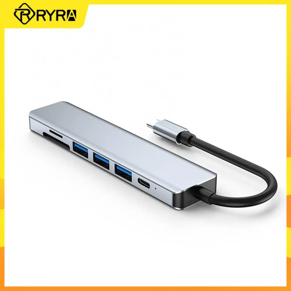 

RYRA 7 In 1 USB C HUB Type C To HDMI-compatible USB 3.0 Adapter SD TF Card Reader USB-C PD Charging For MacBook Laptop Splitter