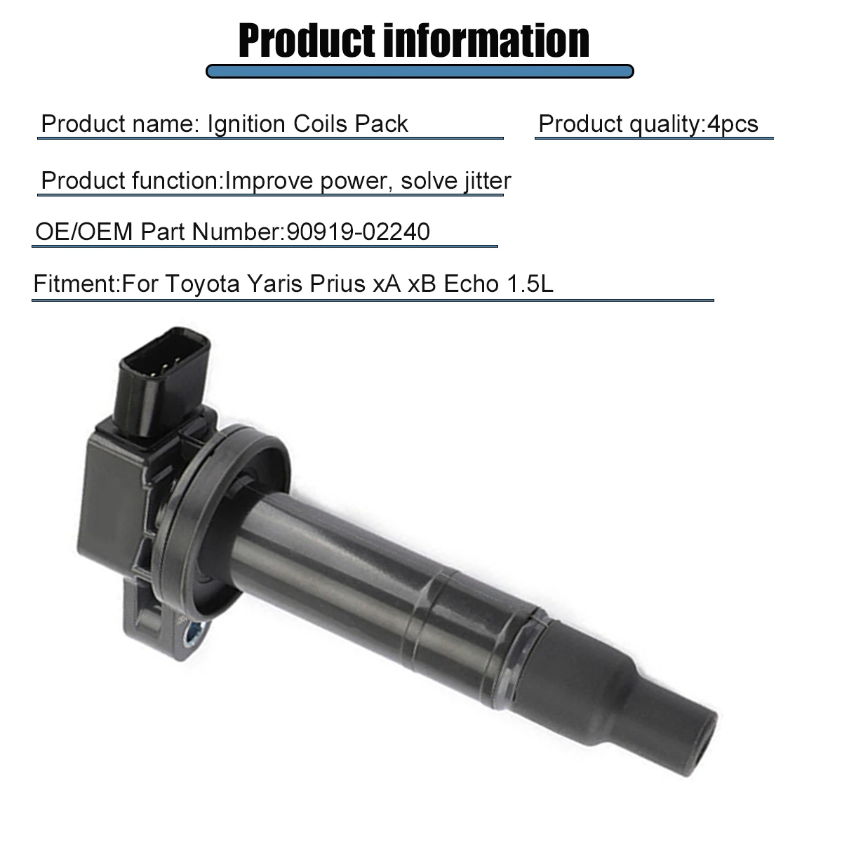 Фото 90919-02265 Автомобильная катушка зажигания для Toyota Yaris Prius xA xB Echo 1.5L 9091902240 90919 02240 673-1306 90919-02240 №2