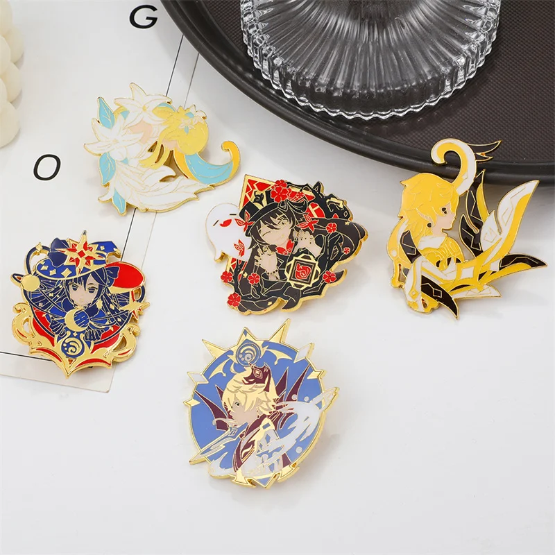 

YW GAIRU Lovely Cartoon Gold Enamel Genshin Impact Badge Brooches Jewelry Game Peripheral Cos Pendant Pin Accessories Gifts