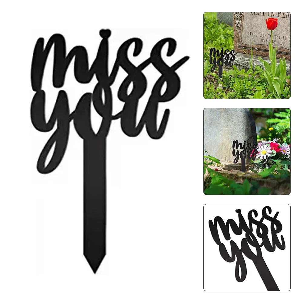 

1pcs Metal Miss You Commemorative Pile Outdoor Garden Acrylic Decoration Plug-in For Forgarden Lawn Yard Remembrance Plaque