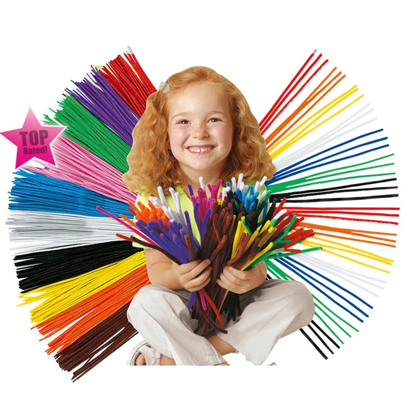

100pcs Montessori Materials Chenille Children Educational Toy Crafts For Kids Colorful Pipe Cleaner Toys Craft