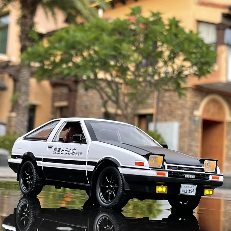 

1:20 Movie Car INITIAL D Toyota AE86 Alloy Car Model Diecast & Toy Vehicles Metal Car Model Simulation Sound Light Kids Toy Gift