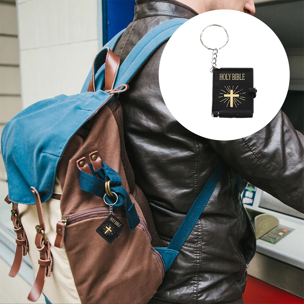 

Bible Keyring Keychain Mini Pendant Holy Key Chains Book Miniature Tiny Ring Handbag Chain Jesus Holder Religious Keyrings