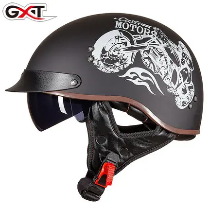 

GXT Retro Vintage Motorcycle Helmet Moto Helmet Open Face Scooter Biker Motorbike Racing Riding Helmet With DOT Certification
