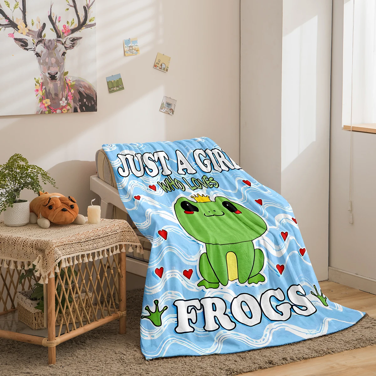 

Cute Frog Print Blanket Super Soft Fluffy Flannel Bedding Cartoon Animal Throw Blankets for Sofa Bed Cover Bedspread All Seasons