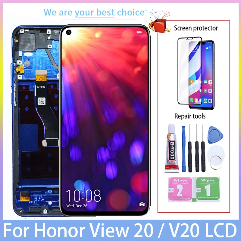 Оригинальный ЖК-дисплей для Honor View 20 с рамкой V20, модели сенсорных экранов PCT AL10 TL10 L29, панель дигитайзера, запасные части