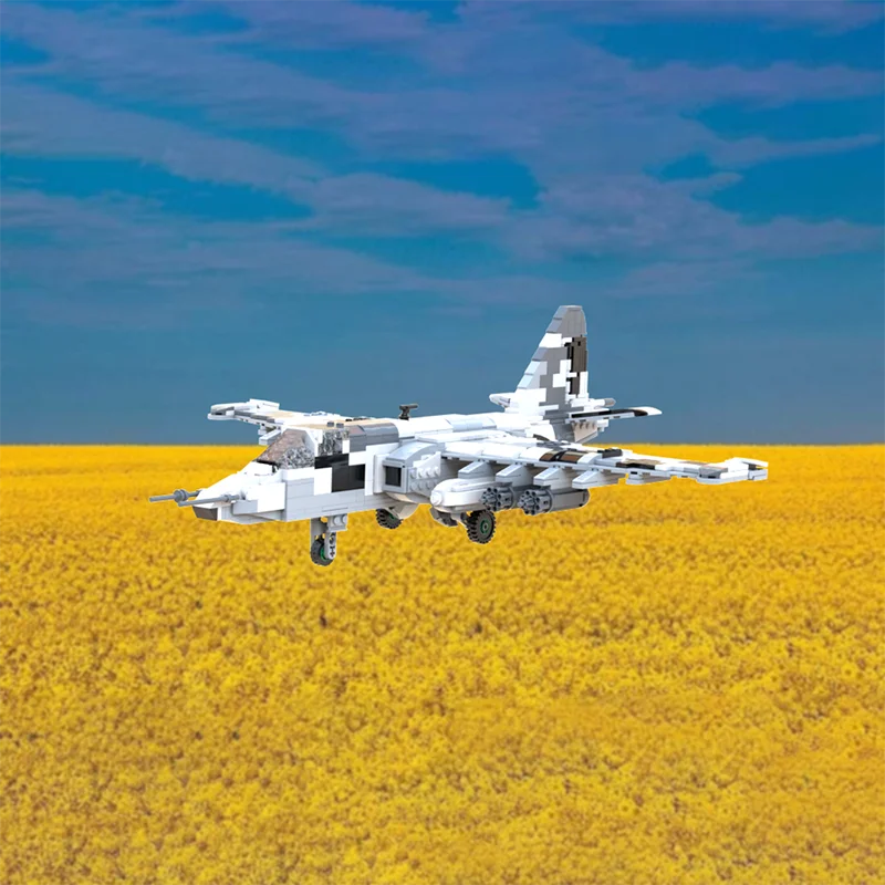 Военная серия модель истребителя Moc строительные блоки Су-25 украинская версия