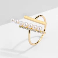 fashion elegant romantic pearl aesthetic rings for women simple personality design open cubic zircon ring valentines day gifts