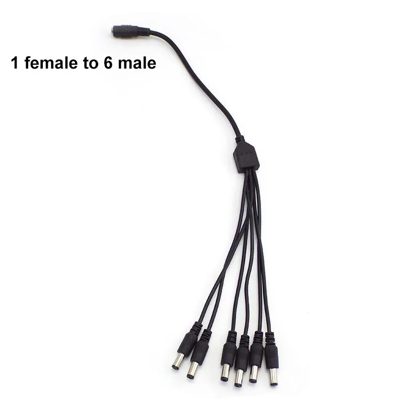 

1 гнездо на 2 3 4 5 6 8-контактный разъем постоянного тока Блок питания Разветвитель Штепсельный адаптер Кабельный шнур 5,5x2,1 мм для светодиодной ленты видеонаблюдения p