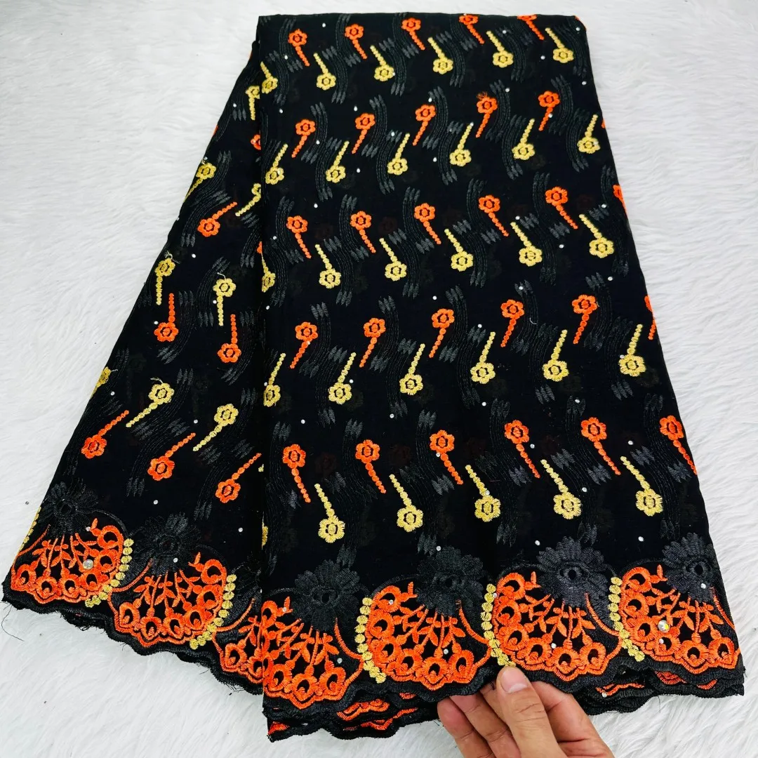 5 ярдов швейцарская ткань 2023 новейшая африканская вышивка бисером 100% хлопок