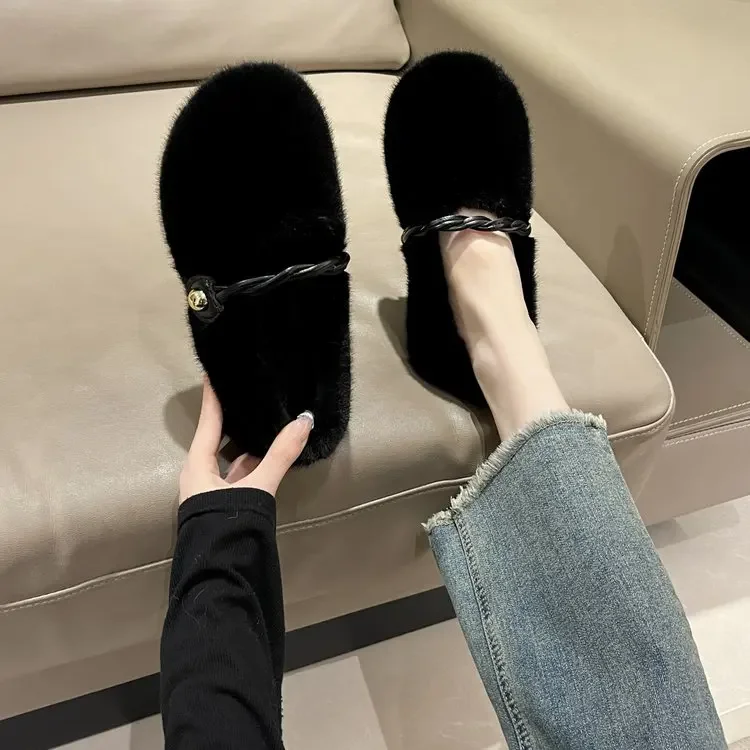 

Женские повседневные туфли на плоской подошве с закрытым носком и круглым носком, Мокасины, осенне-зимняя новая классическая обувь с защитой от меха, модный Базовый стиль
