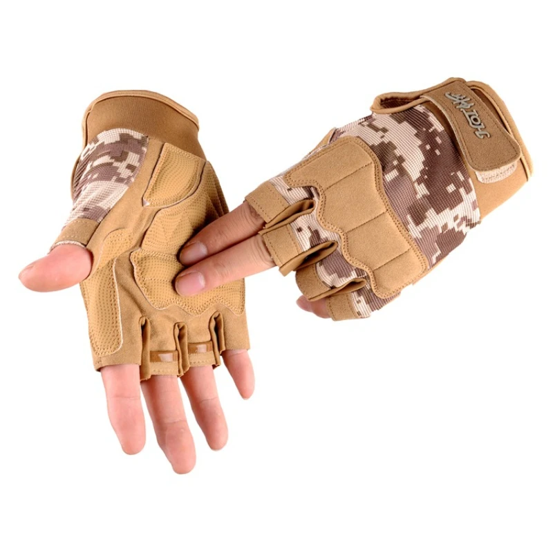 Купи Men Women Outdoor Sport Tactical Gloves Half Finger Hiking Gloves Military Combat Cycling Bike Gloves Protective Gear за 283 рублей в магазине AliExpress