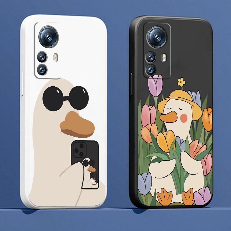 

Phone Case For Xiaomi Mi 12T 12S 12 12X 11i 11T 11 10 10S 10T Pro Lite Ultra 5G Flowers Cute Drawing Duck Liquid Rope Funda