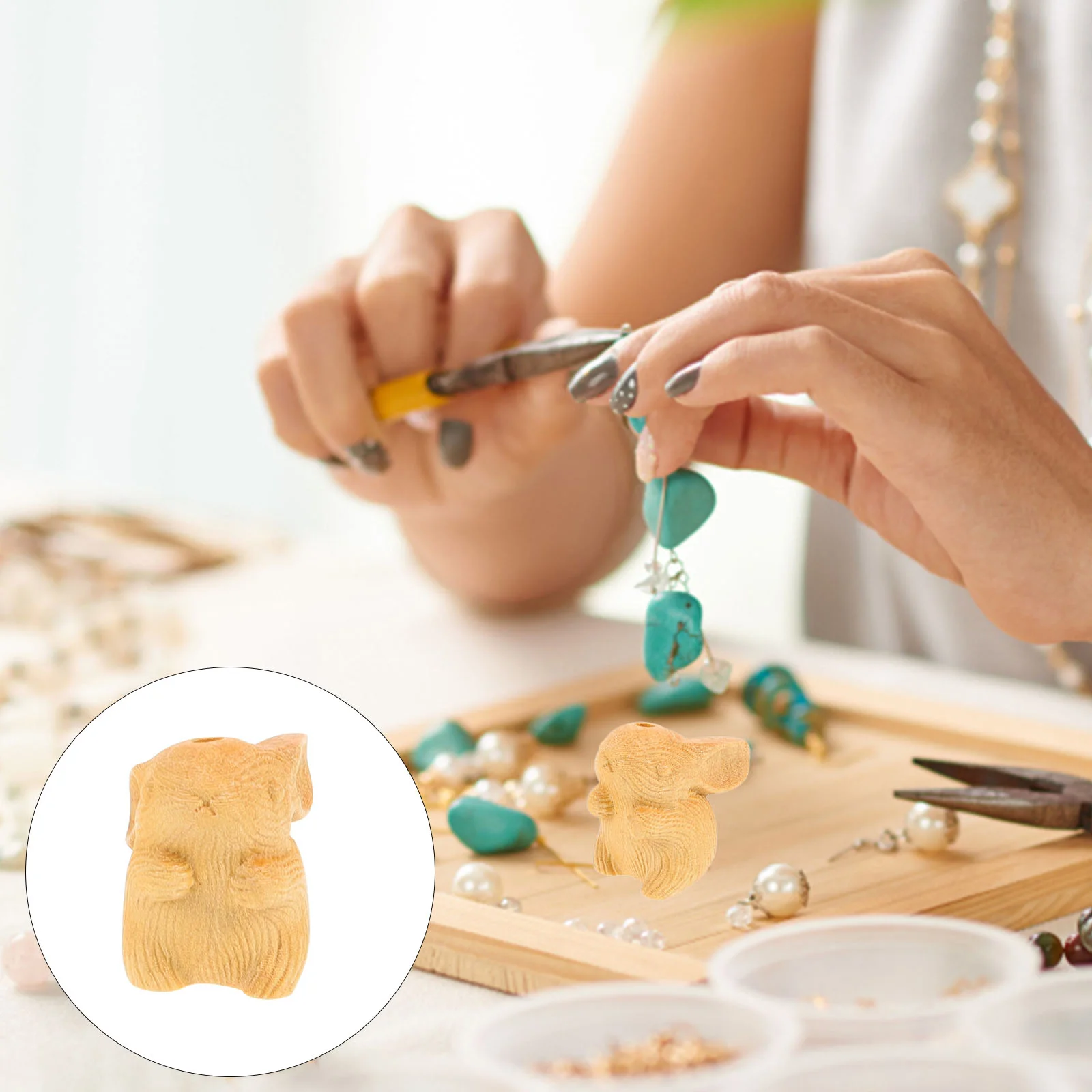 

2pcs Rabbit Decor Craft Crafts Diy Wooden Bunny Wood Bunny Wooden Bunny Pendant Wooden Bunny Decor Rabbit Figurines