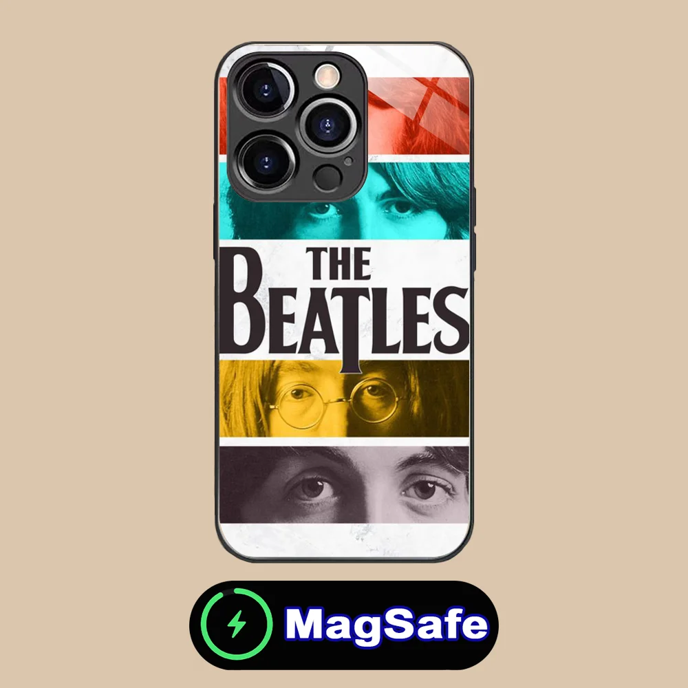 Mobile B-Beatles Phone Case for iPhone 16 15 14 13 12 11 Pro Max Plus Mini MagSafe Wireless Charging Glass Cellphones Cover