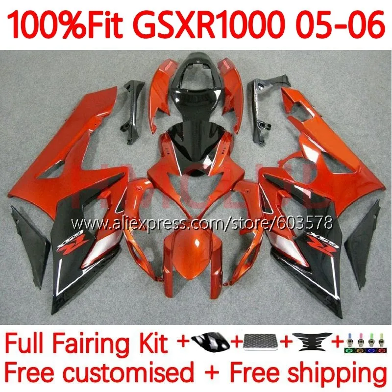 

Injection For SUZUKI GSX R1000 K5 GSXR-1000 GSXR 1000 CC 1000CC GSXR1000 2005 2006 GSX-R1000 05 06 orange black Fairing 100No.27