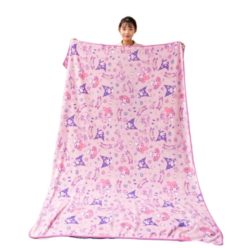 

Cartoon Kuromi Flannel Blanket Warm Queen Size Japanese Anime Bed Sofa Sleeping Flatsheet Bedding Throw Bedspread Gifts For Girl