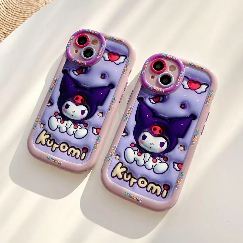 

Kawaii Sanrio Phone Cases Kuromi Accessories Cute Beauty Cartoon Anime Apply Iphone14Promax131211 Drop-Proof Toys for Girls Gift