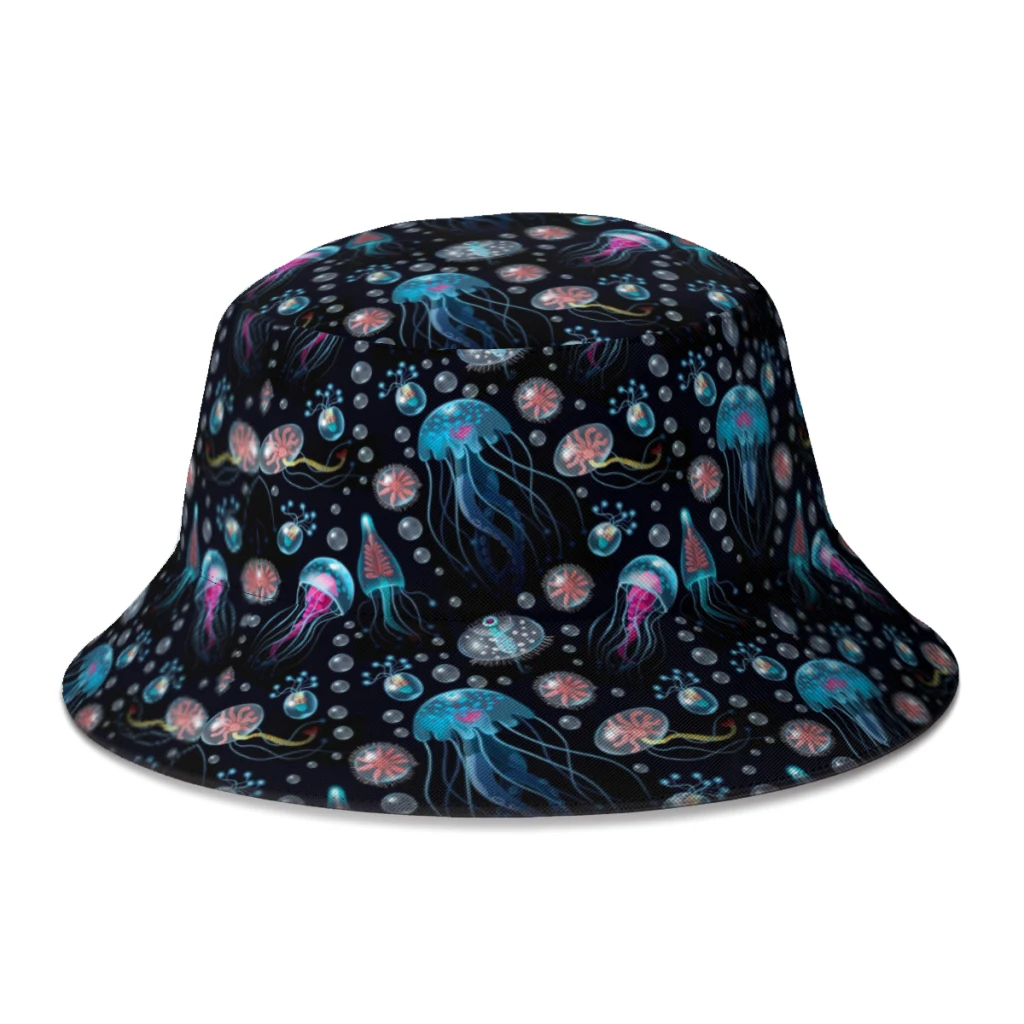 Jellyfish Corals And Seaweed Women Men Fisherman Hat  Autumn Outdoor Travel Sun Cap For Bob