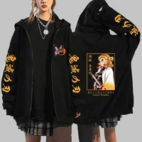 funny demon slayer zip up hoodies oversized coat tops women men fashion pullovers cosplay anime print zipper streetwear jackets