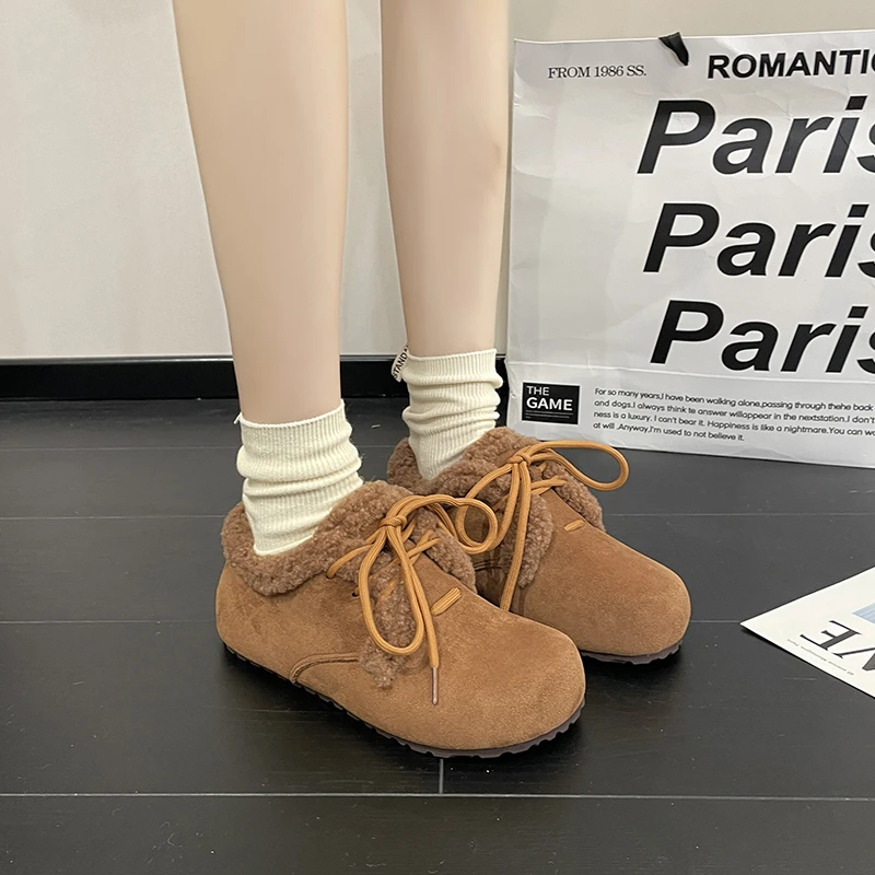 Новые женские зимние хлопковые ботинки на плоской подошве модные нескользящие