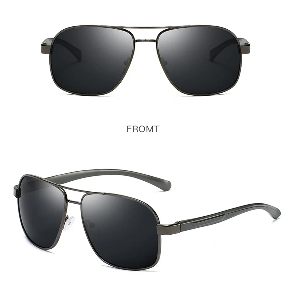 Double Bridge Rectangle Men Women Polarized Sun Glasses Sunglasses Custom Made Myopia Minus Prescription Lens -1 to -6