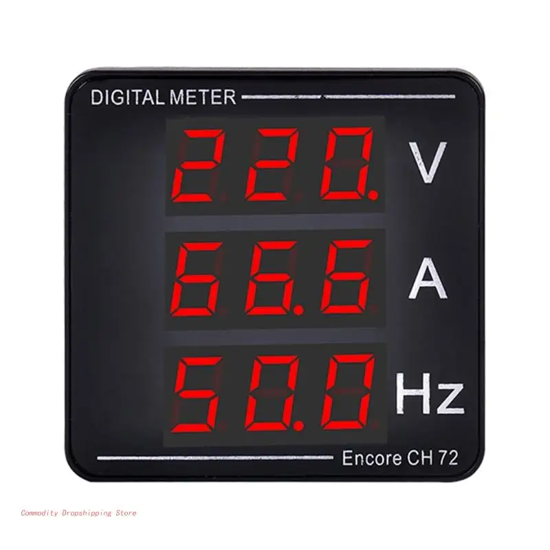 

Digital Voltage Current Meter Panel Voltmeter Ammeter Frequency Meter LED Display AC50-500V 1-140A Embedded Installation