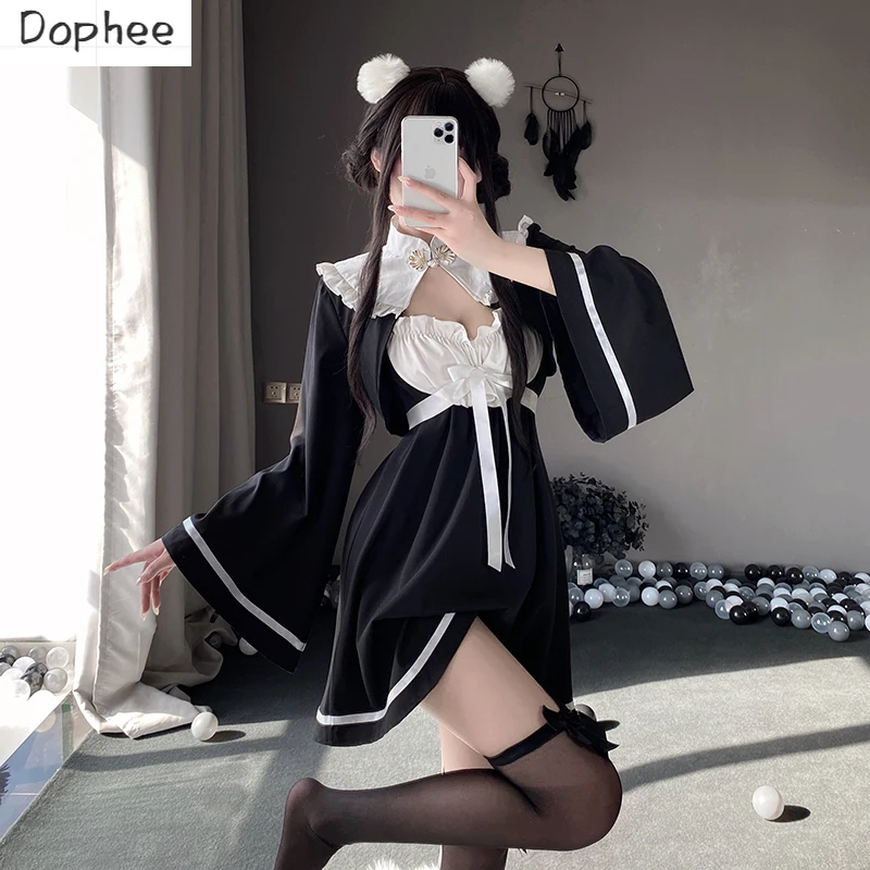 

French Maid Cosblay Sexy Suits Black Stockings Chinese Style Cheongsam Hanfu Classical Acting Uniform Role-playing Costume