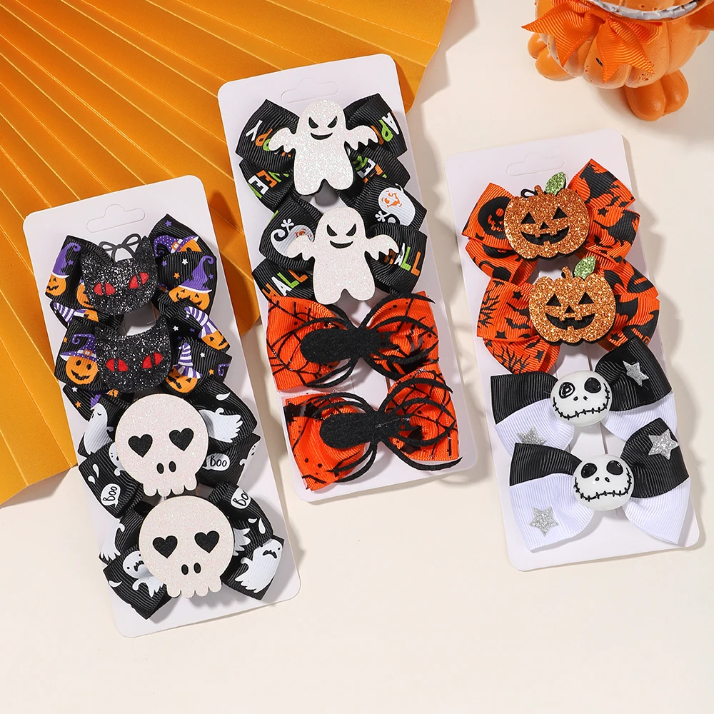 

4PCS/Set Halloween Girl Hair Clips Ghost Skull Pumpkin Hairpin Festival Party Funny Baby Hair Accessories for Kid Hairclip Gift