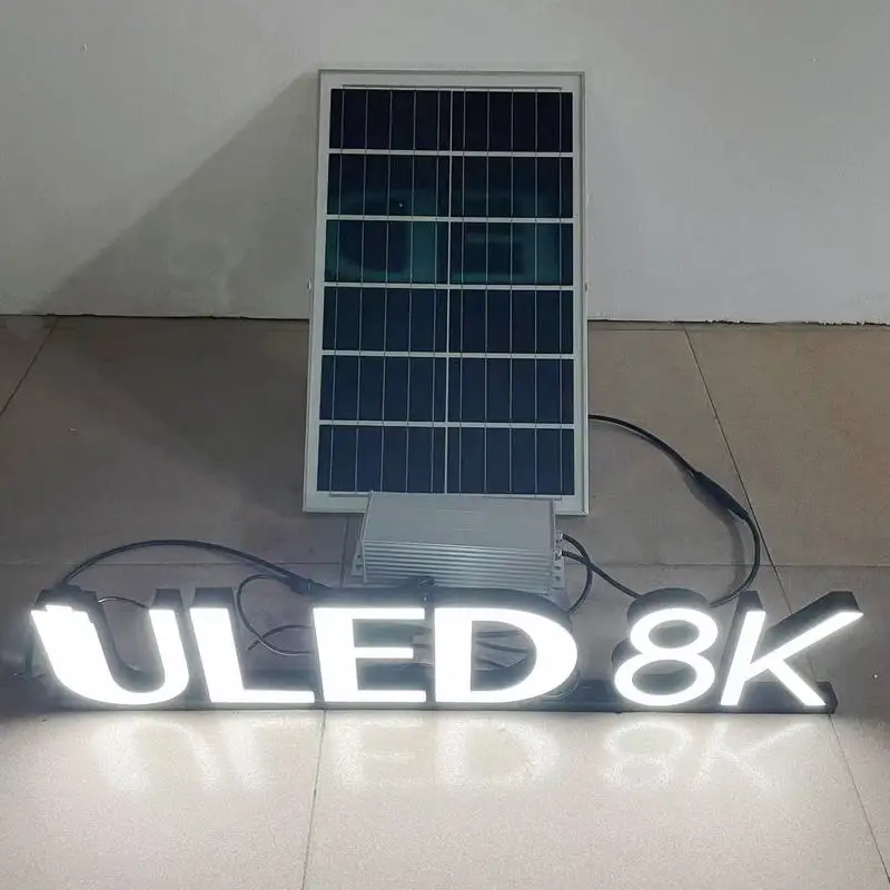 Custom Outdoor Solar led channel letters business logo 3D led solar illuminated letters shop front sign board