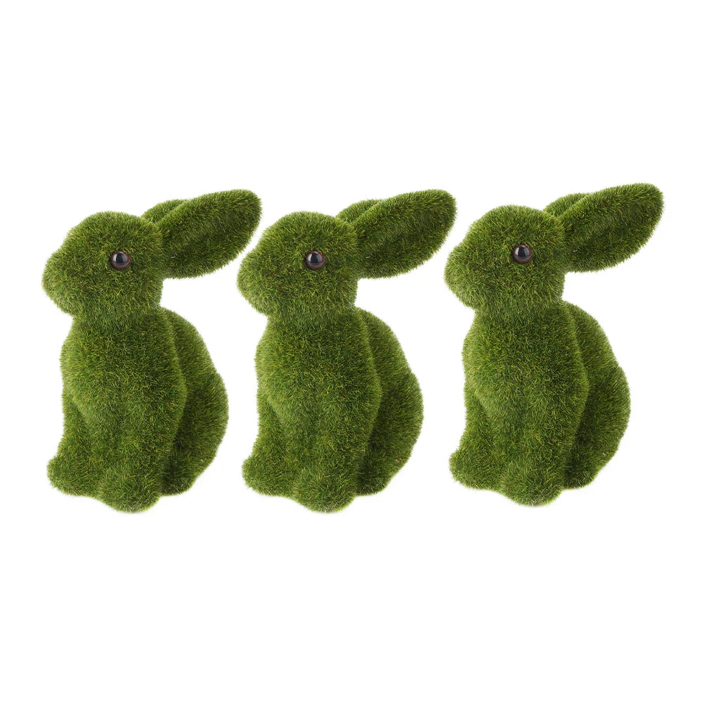 

Bunny Rabbit Easter Decor Flocked Decorations Decoration Statue Figurines Statues Ornaments Garden Furry Figurine Flocking Green