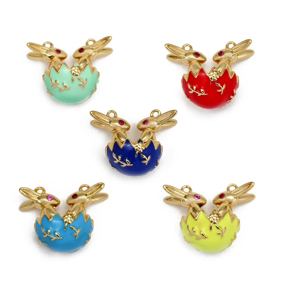 

Gold Plated Rabbit Double Hanging Charm Pendant for Jewelry Making Pattern Tray Rabbit DIY Accessories Fit Fashion Necklace 2022