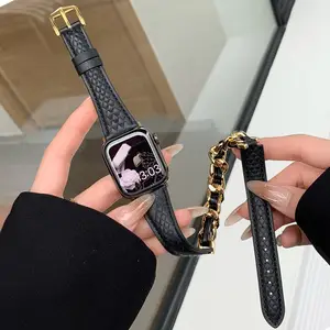 Luxury Diamond Leather Strap For Apple Watch Ultra 49mm 8 7 41mm 45mm Band  For Iwatch Series 6 3 4 5 Se 44 40mm 38 42mm Bracelet - Watchbands -  AliExpress