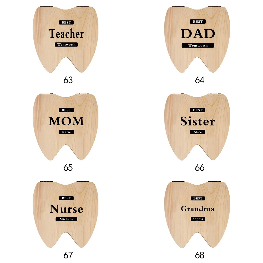 Индивидуальное имя деревянные лиственные зубы коробка на память держатель для