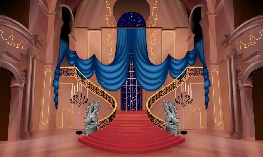 Рисунок сцена театра с декорациями