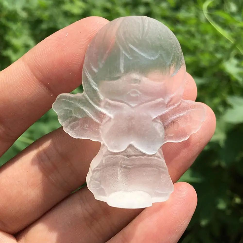 

Natural Selenite Angel Statue Carved Plaster Transparent Ore Chakra Crafts Gypsum Ornaments Decor Crystal Meditation Spirit N4i6