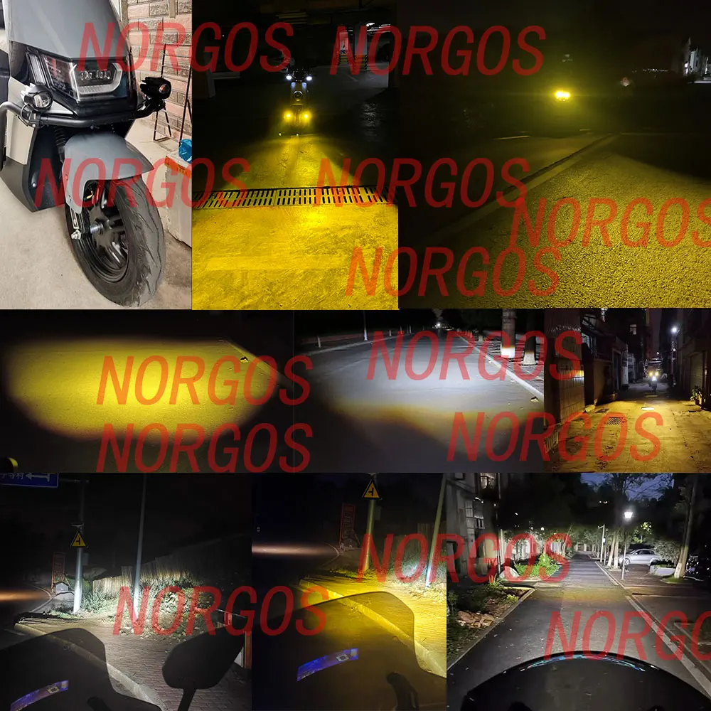 NORGOS 2 шт. вспомогательные прожекторы для мотоциклов светодиодные