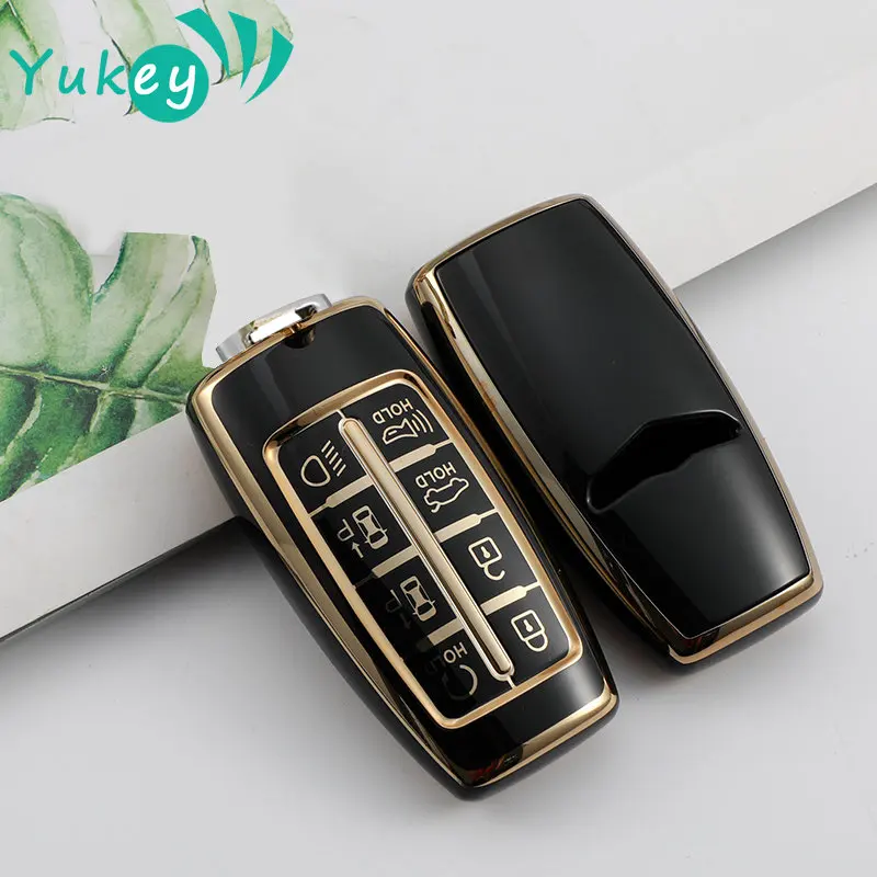 

8 Buttons Car TPU Key Case Cover Holder for Hyundai Genesis GV70 GV80 GV90 2020 2021 2022 Key Shell Ring Protective Accessories
