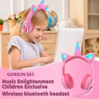 new unicorn wireless headset led light with 3 shining modes noise reduction microphone soft leather head cushion casco kids gift