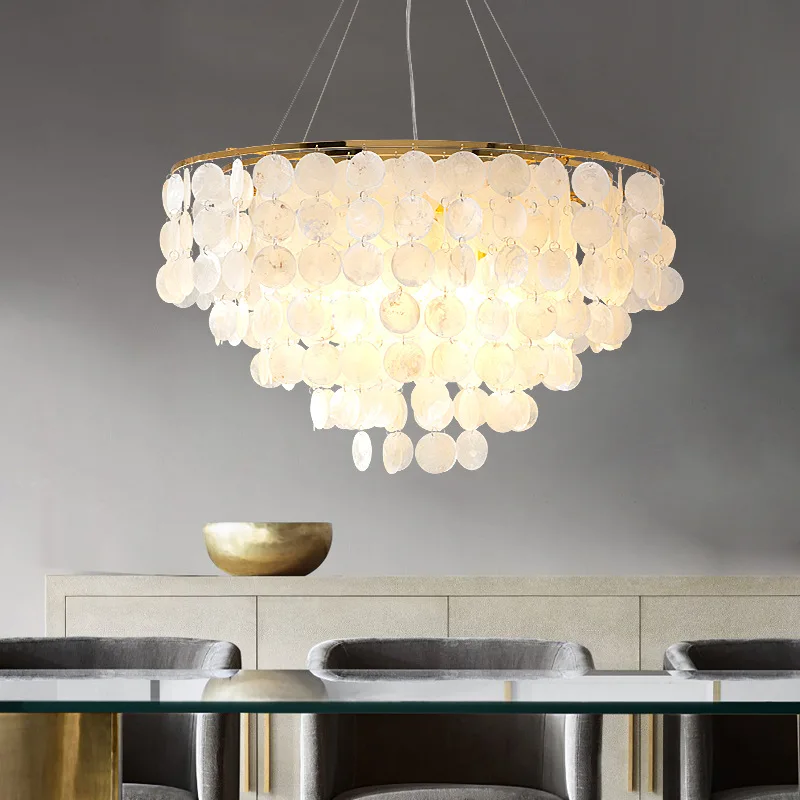 

Modern Pendant Light Living Room Decoration Luxury Bedroom Lustre Chandelier Shell Lighting Girl Nordic Kitchen Home Hall Light