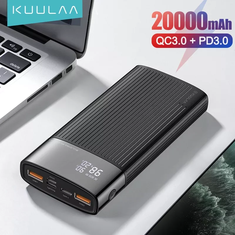 

KUULAA Power Bank 20000mAh QC PD 3.0 PoverBank Fast Charging PowerBank 20000 mAh USB External Battery Charger For Xiaomi Mi 10 9