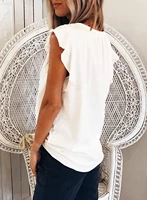 womens summer new fashionable inner v neck short sleeved loose pullover top casual versatile commuter t shirt lady