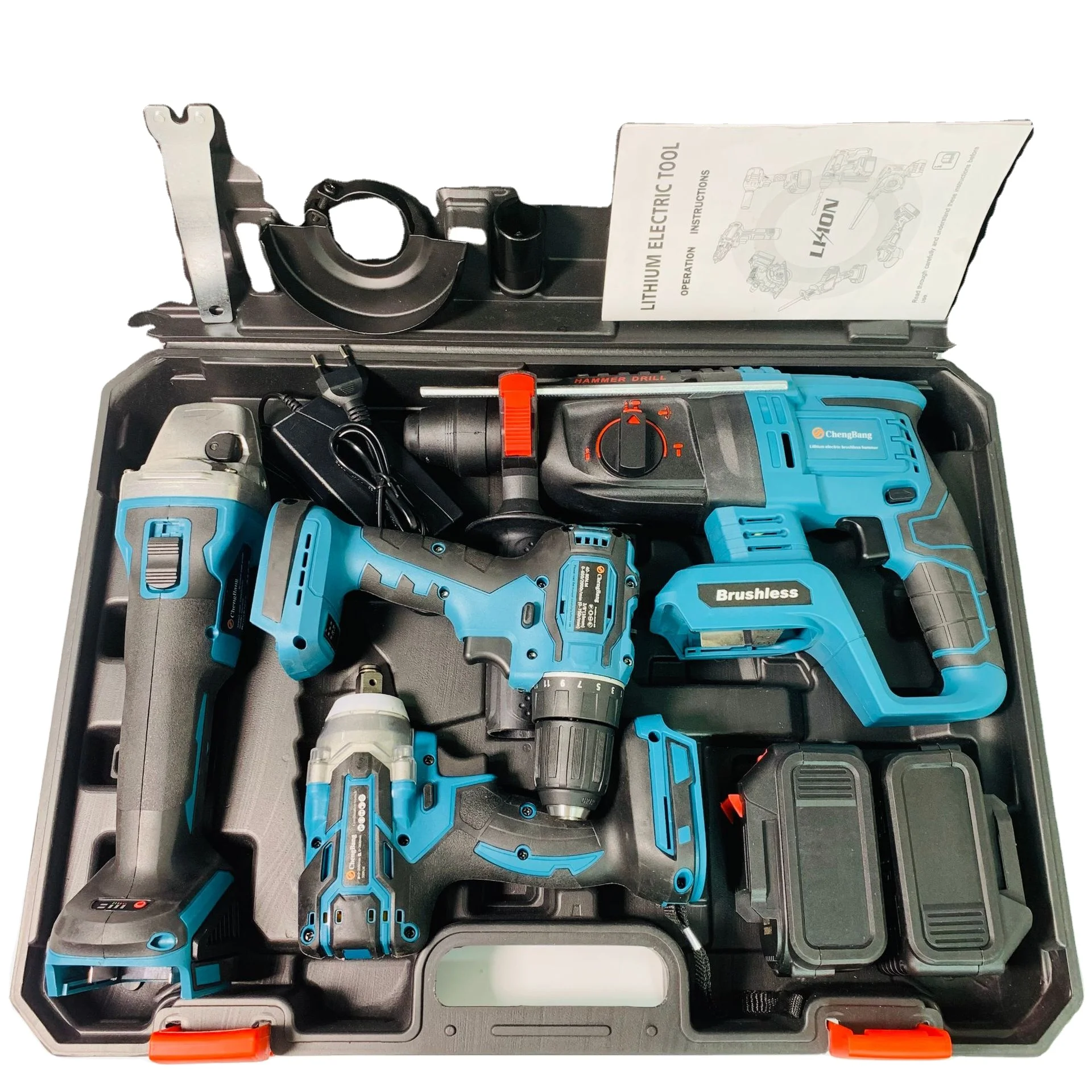 

power tools set power drill angle grinder power impact wrench Impact electric hammer makita battery 4pcs brushless cordless