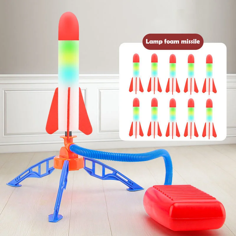 

New Foot Pump Rocket Launcher Children's Outdoor Toys Flying Foam Rocket Aircraft Up To 10m Cool Toy For Parent-child Activities