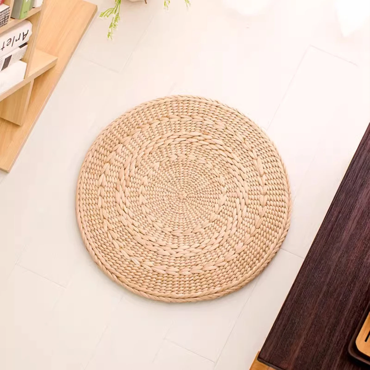 Круглая подушка Rush Cushion Круглый дуршлаг с водорослями Zabuton из плетеных кукурузных